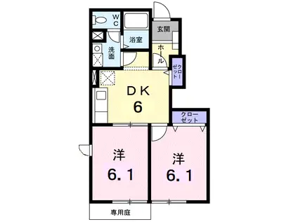 リバーサイド・ドリームVII(2DK/1階)の間取り写真