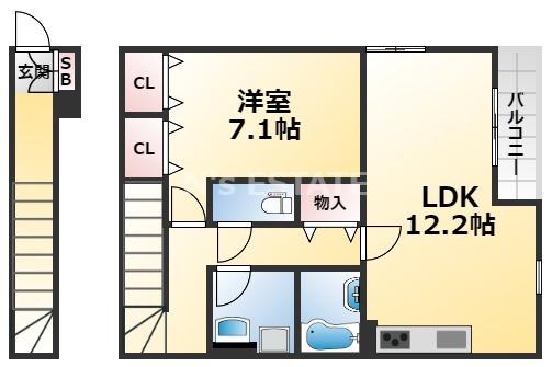 リブリ・長尾(1LDK/2階)の間取り写真