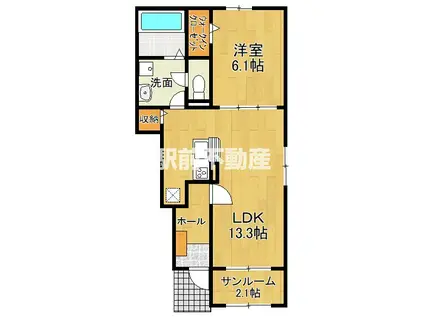 ピュアタウンアサクラI(1LDK/1階)の間取り写真