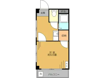 メゾン平間II(1K/1階)の間取り写真