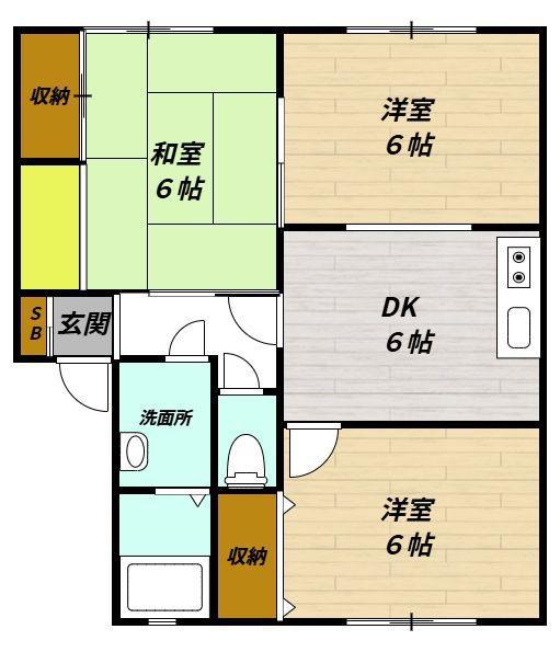 ブランメゾン島野A(3DK/1階)の間取り写真