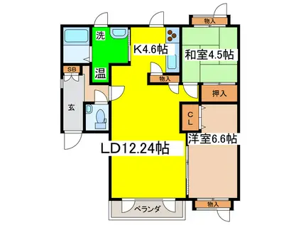 ザ・アレンジみき(2LDK/1階)の間取り写真