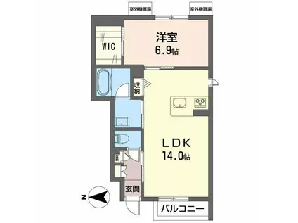 シティプラザ青森A棟(1LDK/1階)の間取り写真