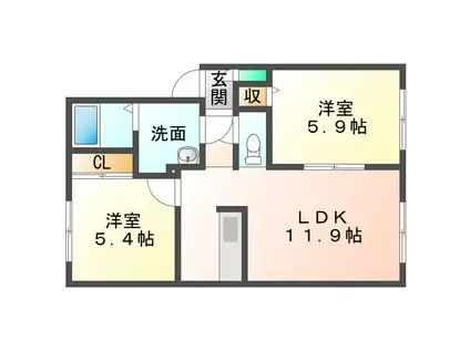 シャーメゾン新中野(2LDK/2階)の間取り写真