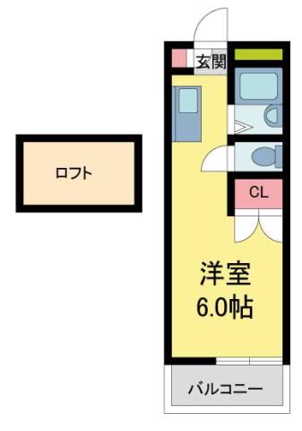 レオパレス夙川(ワンルーム/2階)の間取り写真