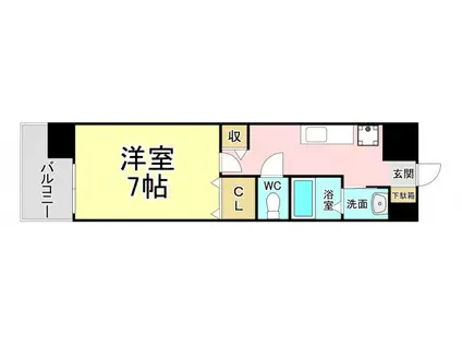 ウイングス里中(1K/7階)の間取り写真