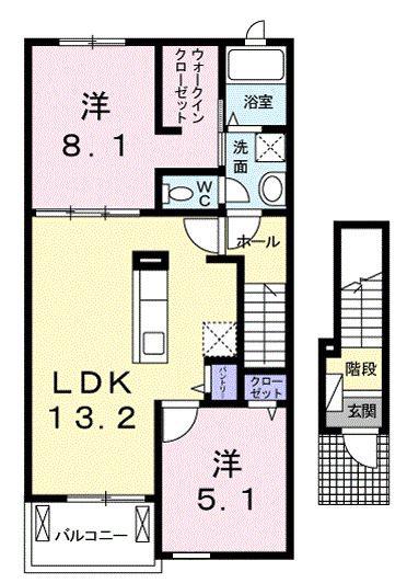 グラント(2LDK/2階)の間取り写真