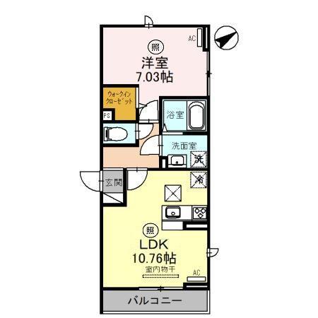 D-PLACE西飾磨 ABELIA(1LDK/2階)の間取り写真