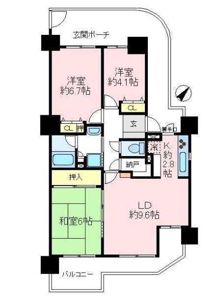 アーベイン川越南大塚キッズプレース(2LDK/12階)の間取り写真