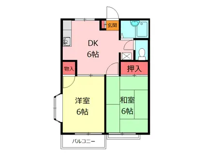 パルティール北坂戸(2DK/2階)の間取り写真