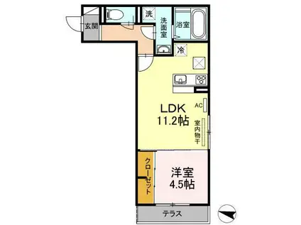 フレッチェ・ボスコIII(1LDK/1階)の間取り写真