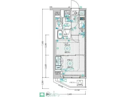 ブライズ大島(1K/7階)の間取り写真