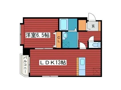 フレッシュ リーブス(1LDK/3階)の間取り写真