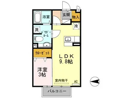 ユウタイヤン(1LDK/1階)の間取り写真