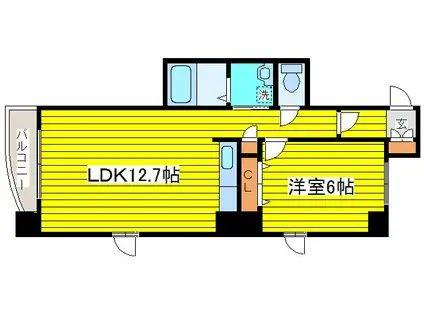 ヴァンガードクオリア(1LDK/6階)の間取り写真