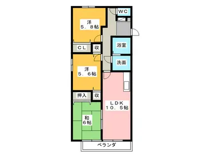 シンフォニー(3LDK/2階)の間取り写真