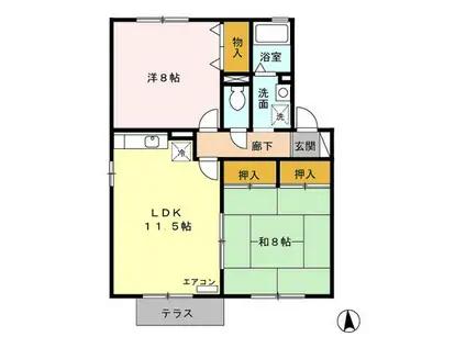 サンガーデン南四日市C(2LDK/1階)の間取り写真