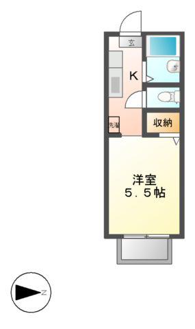 ダンケタカミヤII(1K/2階)の間取り写真