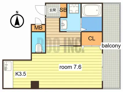 アモーレ二階町(ワンルーム/3階)の間取り写真