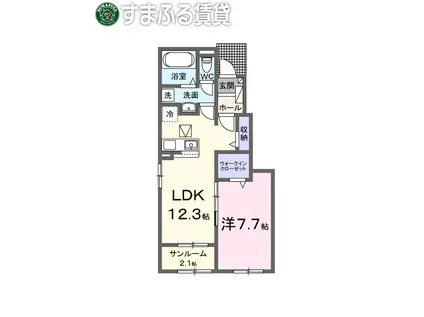 ガラシアI(1LDK/1階)の間取り写真