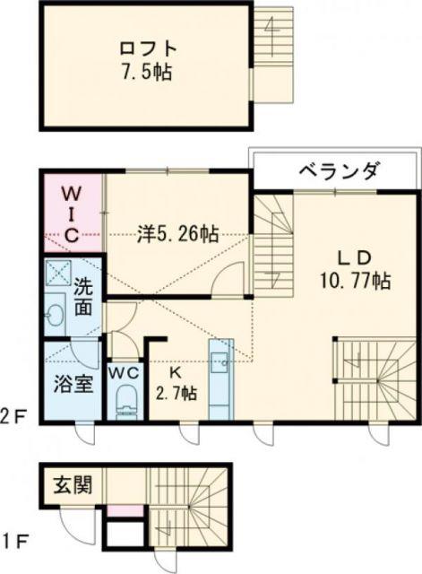 BOULEAU BLANC(1LDK/2階)の間取り写真