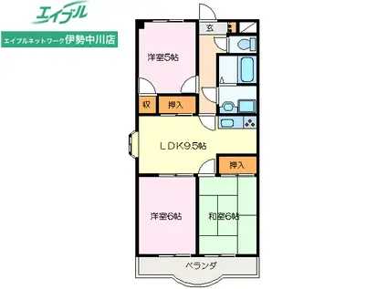 ルミエール三雲(3LDK/4階)の間取り写真