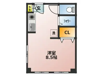 西巣鴨ビル(ワンルーム/3階)の間取り写真