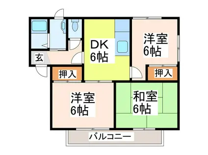 ヴァンベール西松江城(3DK/1階)の間取り写真