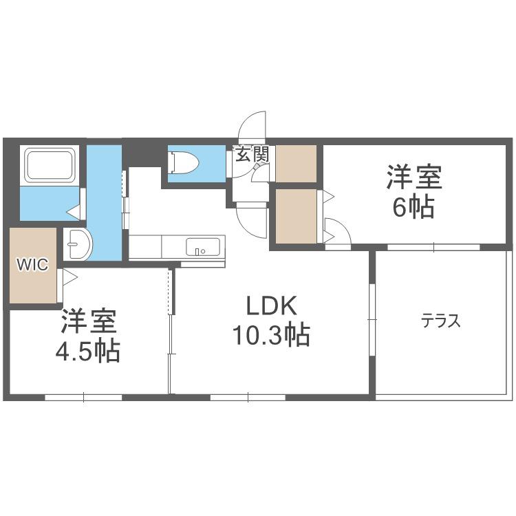 ネコオール麻生(2LDK/1階)の間取り写真