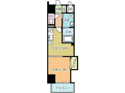 THE SQUARE・GRAND RESIDENCEザ・スクエア グ(1DK/4階)の間取り写真