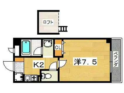 フェローズ中宮(1K/3階)の間取り写真