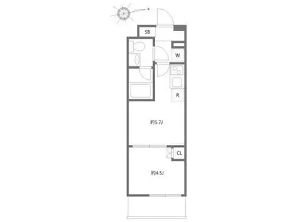 ハーモニーレジデンス神楽坂ヒルズFIRST(1DK/2階)の間取り写真