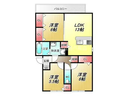 ヴィラウィステリア(3LDK/3階)の間取り写真
