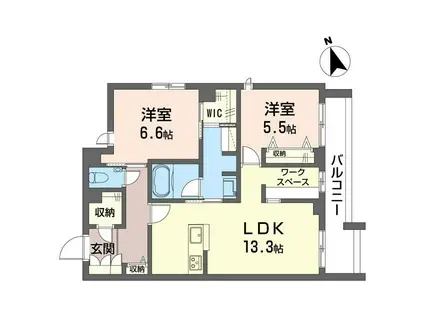 オーツー(2LDK/3階)の間取り写真