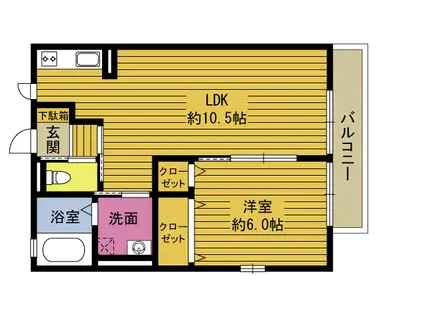 シャルムコート(1LDK/2階)の間取り写真