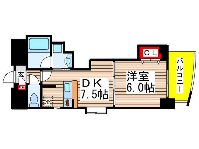 ブラウニー(1DK/5階)の間取り写真