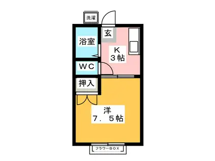 エスポワール森(1K/2階)の間取り写真