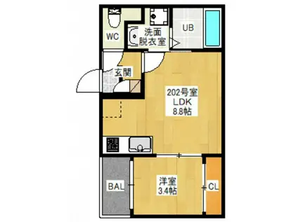 REGALEST 39(1LDK/2階)の間取り写真