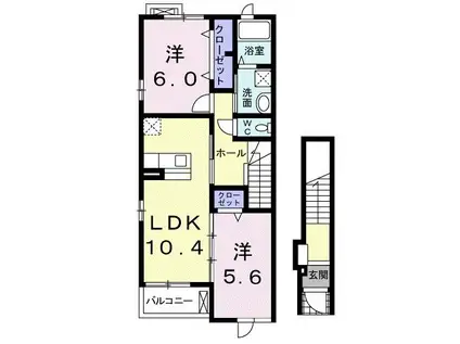 エレガンシア新郷I(2LDK/2階)の間取り写真