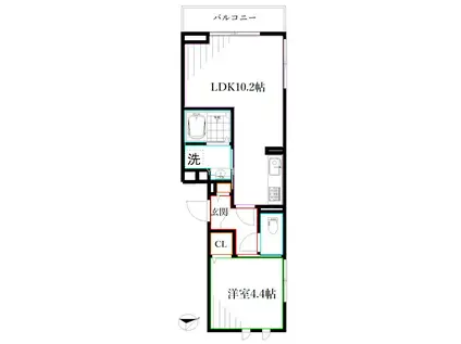 D-COMODO関前(1LDK/3階)の間取り写真