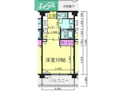 グランベルデ南方ウエスト(1DK/5階)の間取り写真