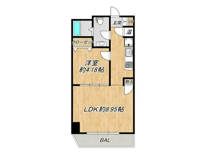 WILL DO谷町(1LDK/4階)の間取り写真