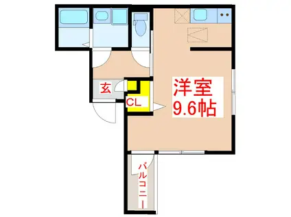 CROSS(ワンルーム/1階)の間取り写真