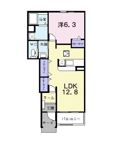 セレノII(1LDK/1階)の間取り写真