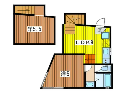 CORNER GRAIN(2LDK/2階)の間取り写真
