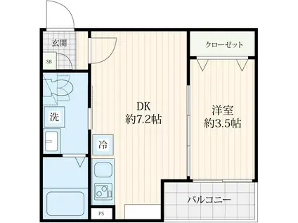 町田市玉川学園2丁目工事(1DK/2階)の間取り写真