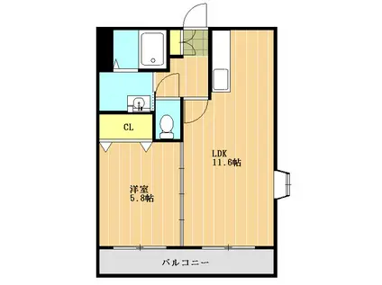 アルカディア桜木(1LDK/3階)の間取り写真