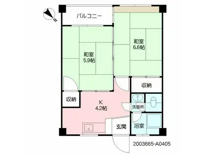 籠町ビル(2K/4階)の間取り写真
