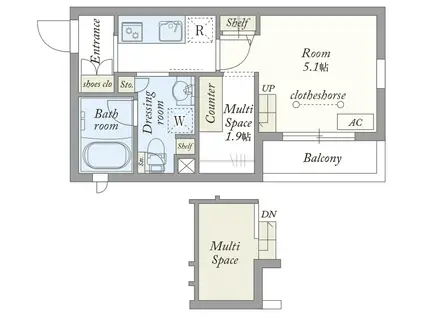 MY STYLE VINTAGE 大井町(1SK/2階)の間取り写真