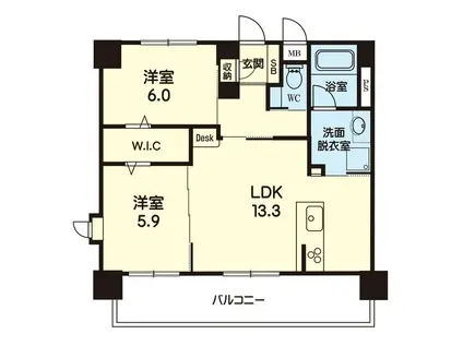 リバティハウス島崎(2LDK/8階)の間取り写真